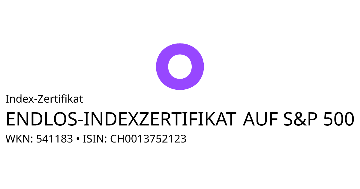 541183 • CH0013752123 • Aktueller Kurs IndexZertifikat auf S&P 500