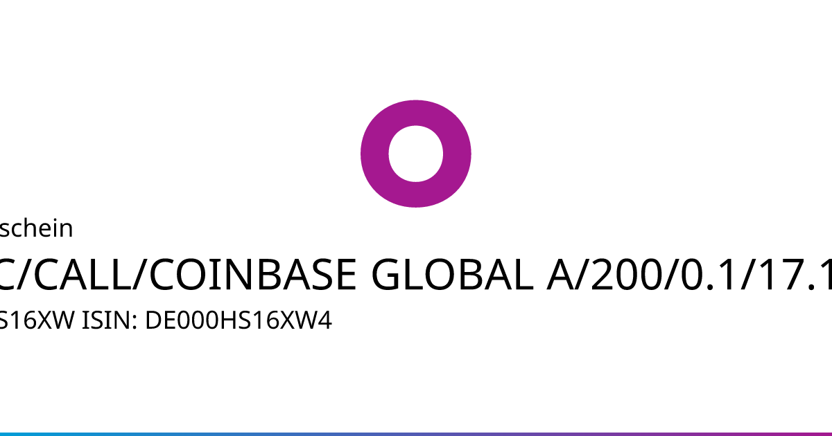 HS16XW • DE000HS16XW4 • Aktueller Kurs Optionsschein auf Coinbase • onvista